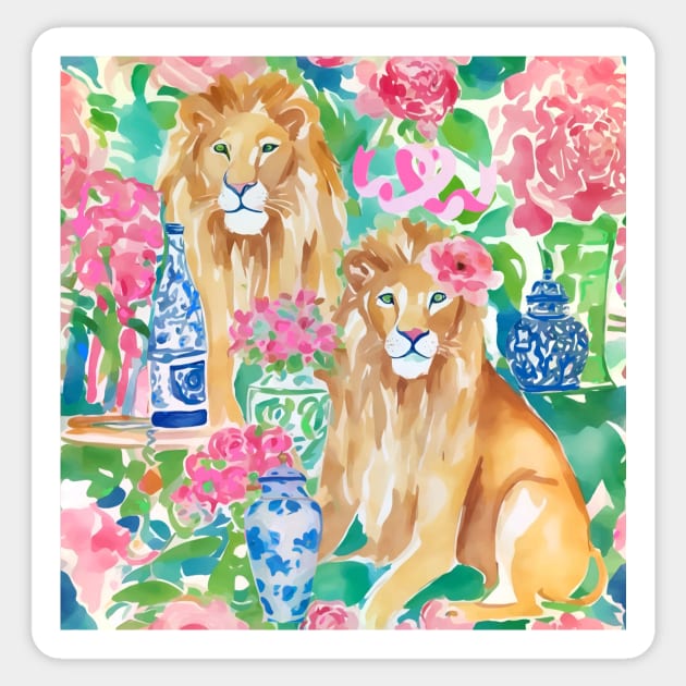 Preppy couple of lions Sticker by SophieClimaArt